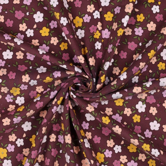 FEINCORD KLEINE BLUMEN MAUVE #7