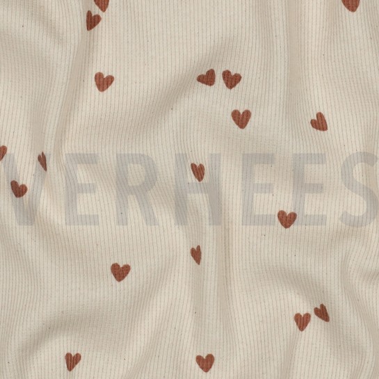 RIB JERSEY HEARTS NATURAL #7