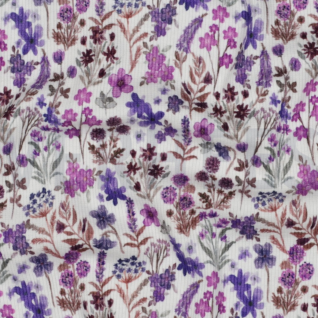 RIB JERSEY DIGITAL FLOWERS COBALT #2