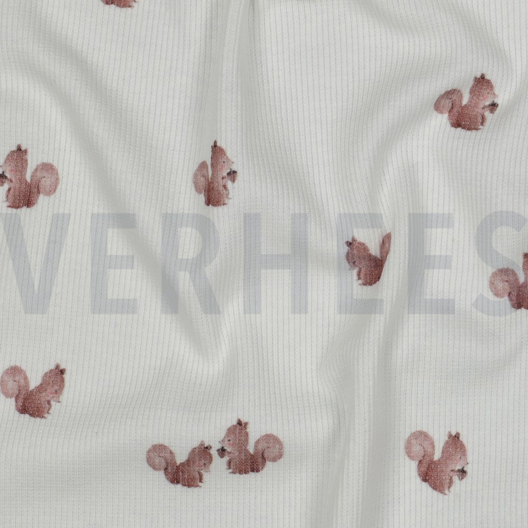 RIB JERSEY DIGITAL FOREST ANIMALS WHITE #2