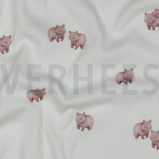 RIB JERSEY DIGITAL FOREST ANIMALS WHITE #7