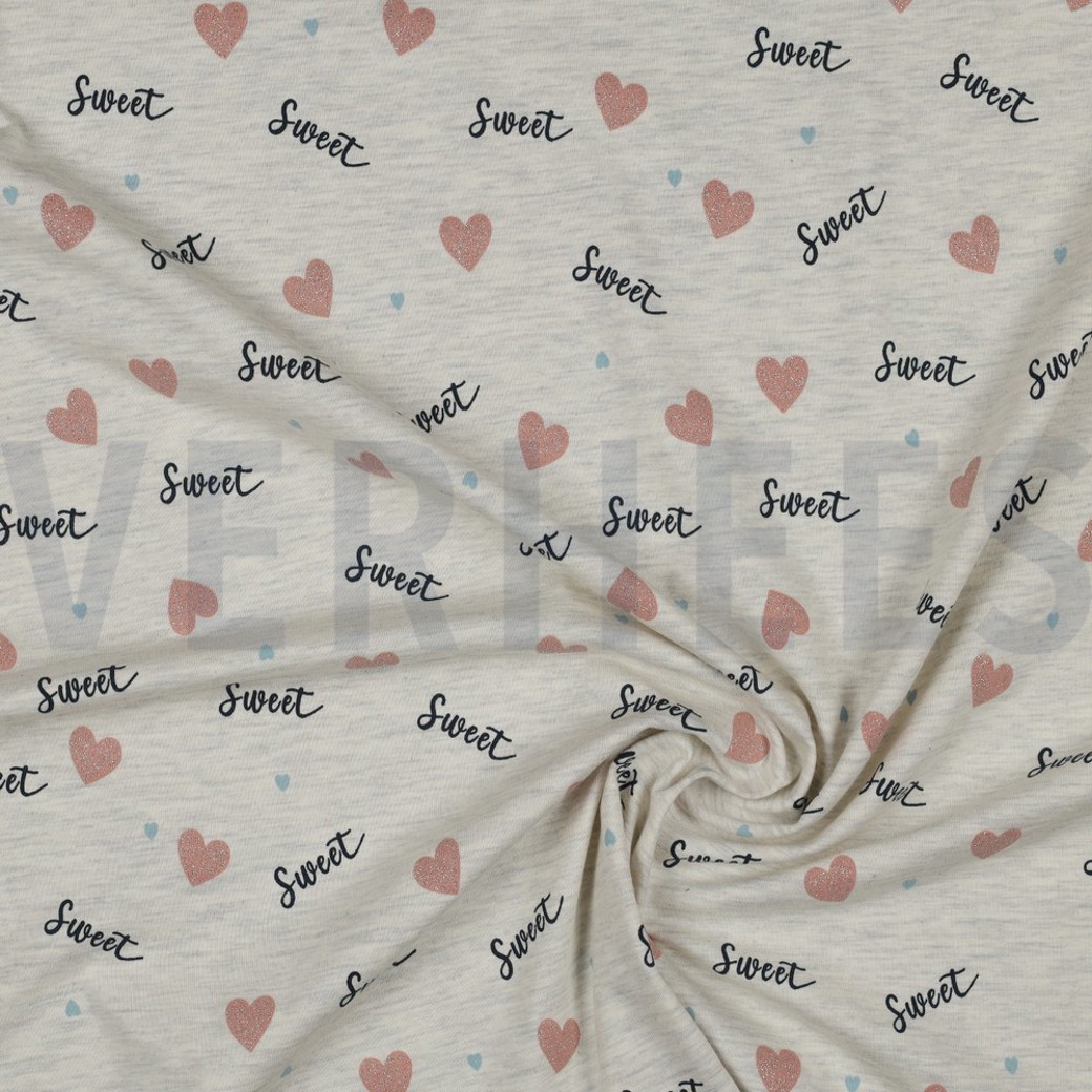 JERSEY MELANGE GLITTER LOVE ECRU #2