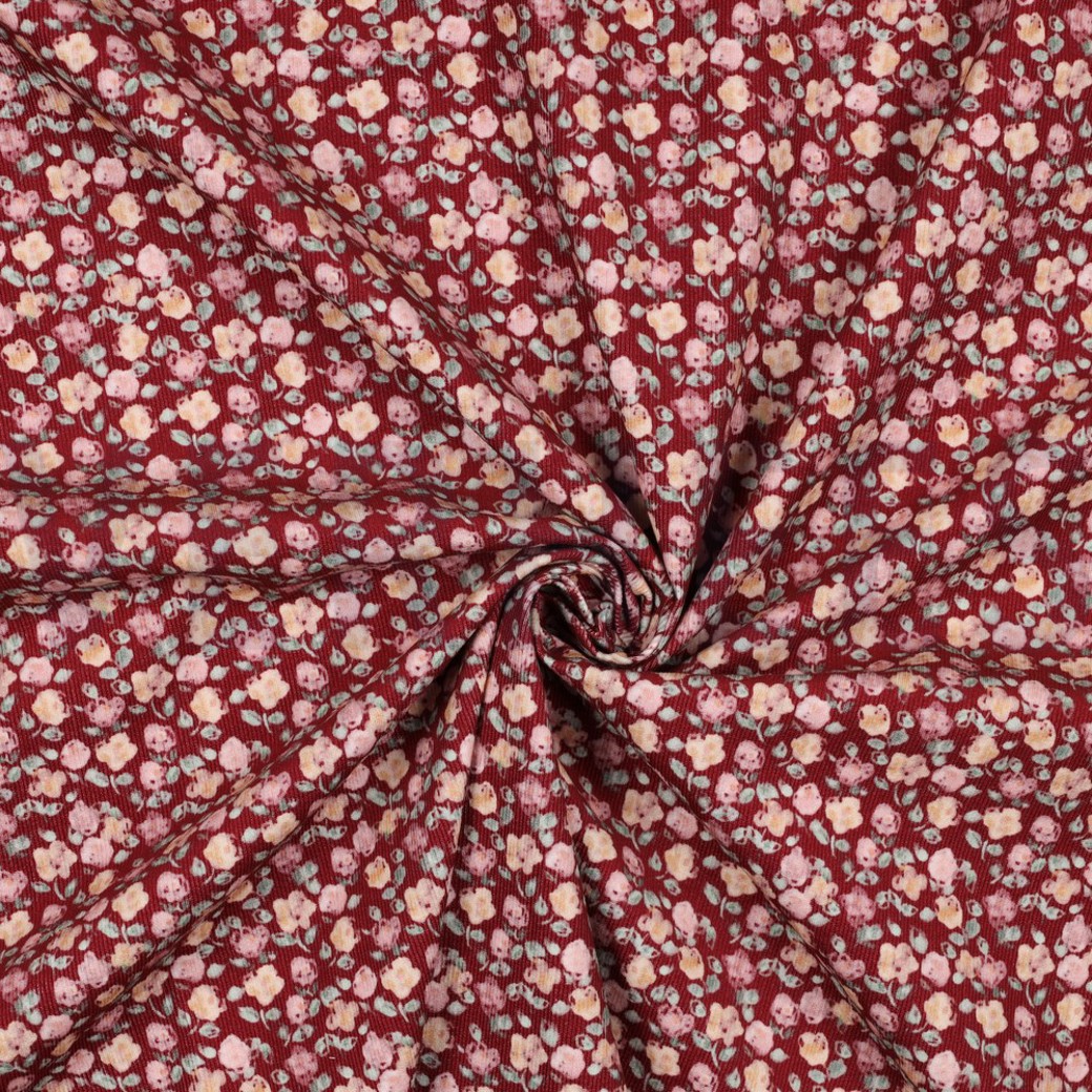 BABYCORD DIGITAL SOFT FLOWERS CERISE #2