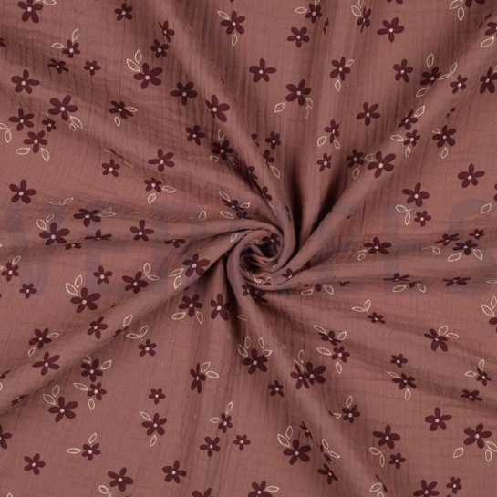 MUSSELIN KLEINE BLUMEN MAUVE #7