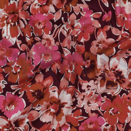 JERSEY DIGITAL FLOWERS DARK RED #7
