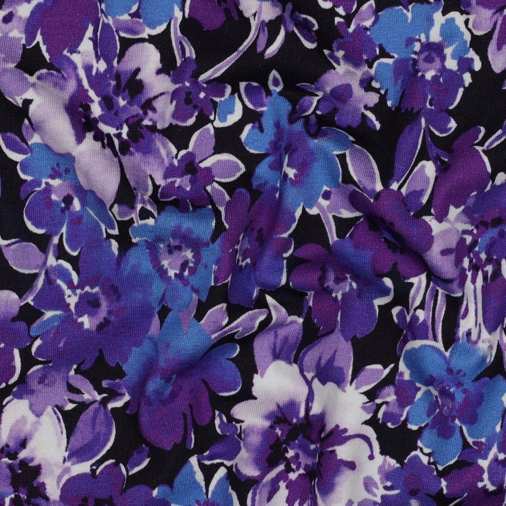 JERSEY DIGITAL FLOWERS NAVY #2
