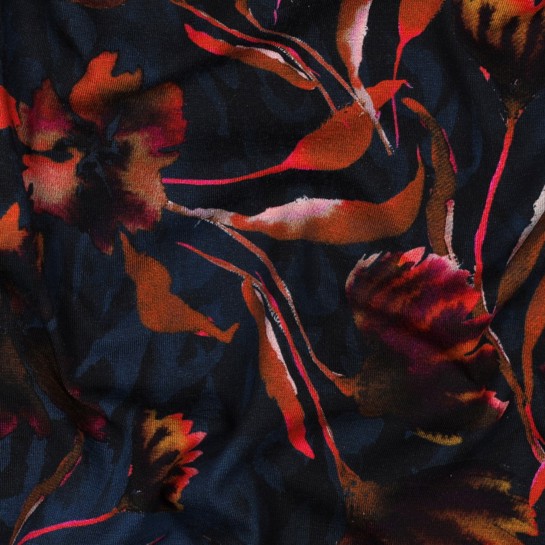 JERSEY DIGITAL FLOWERS NAVY #7
