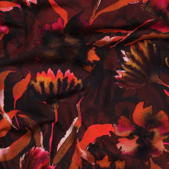 JERSEY DIGITAL FLOWERS BORDEAUX #7