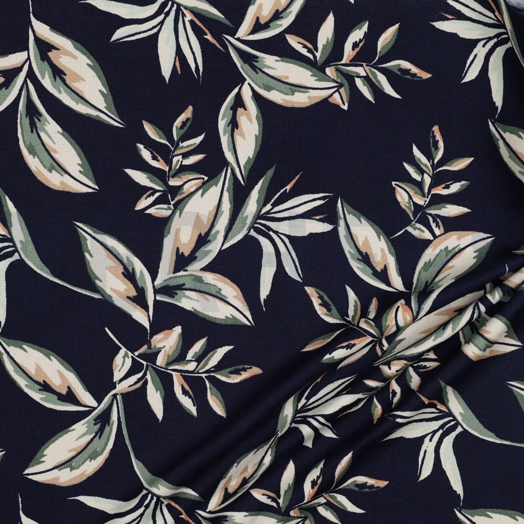 CANVAS LEAVES NAVY #2