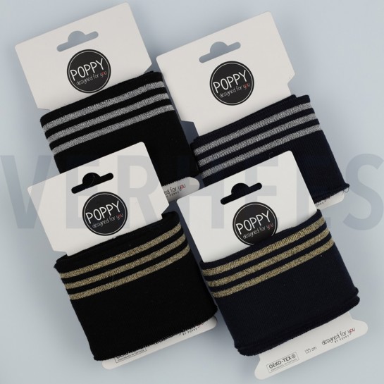 CUFFS LUREX 7CM DONKERBLAUW / GOUD #7