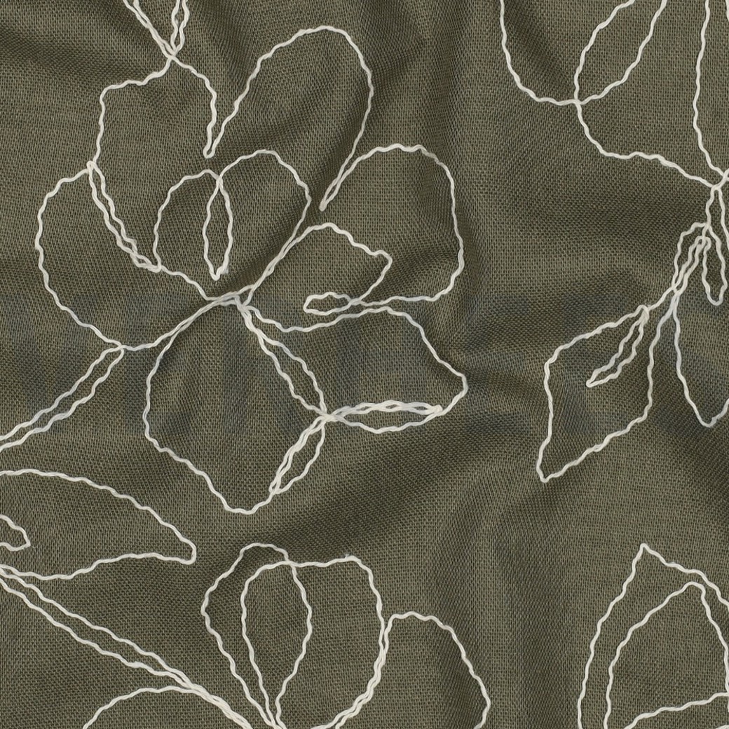 LINEN VISCOSE EMBROIDERY FLOWERS PICKLE #2