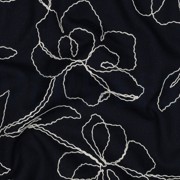 LINEN VISCOSE EMBROIDERY FLOWERS NAVY (thumbnail) #2