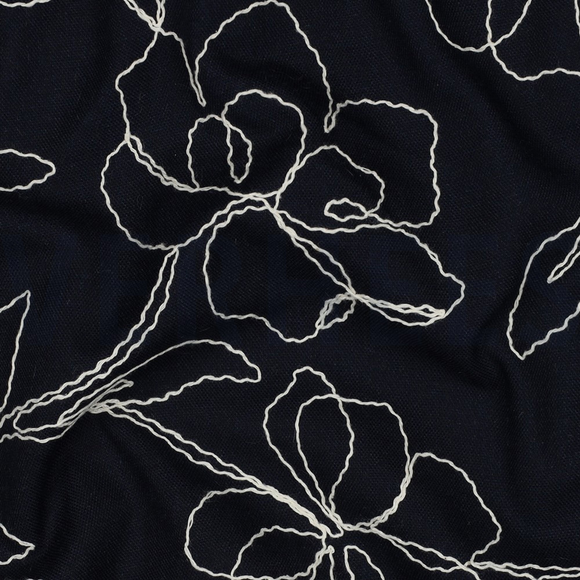 LINEN VISCOSE EMBROIDERY FLOWERS NAVY (high resolution) #2