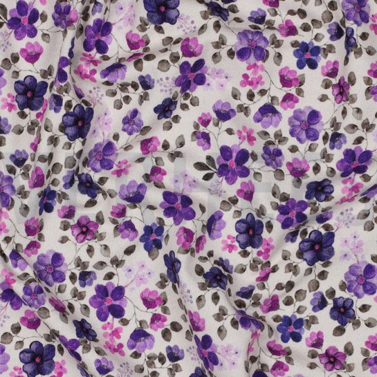 JERSEY GOTS DIGITAL FLOWERS OFF-WHITE/ PURPLE #7