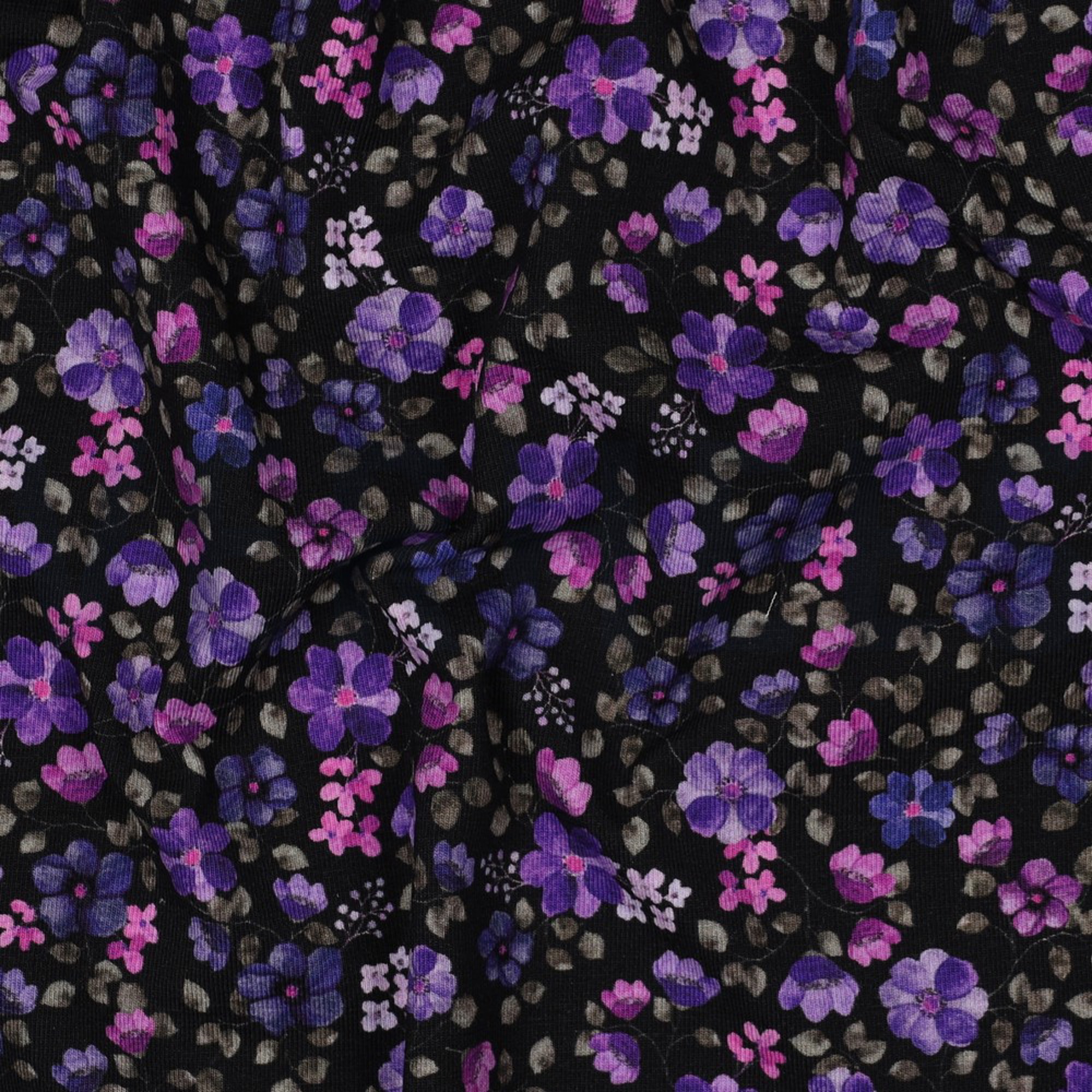 JERSEY GOTS DIGITAL FLOWERS NAVY / PURPLE (high resolution) #2