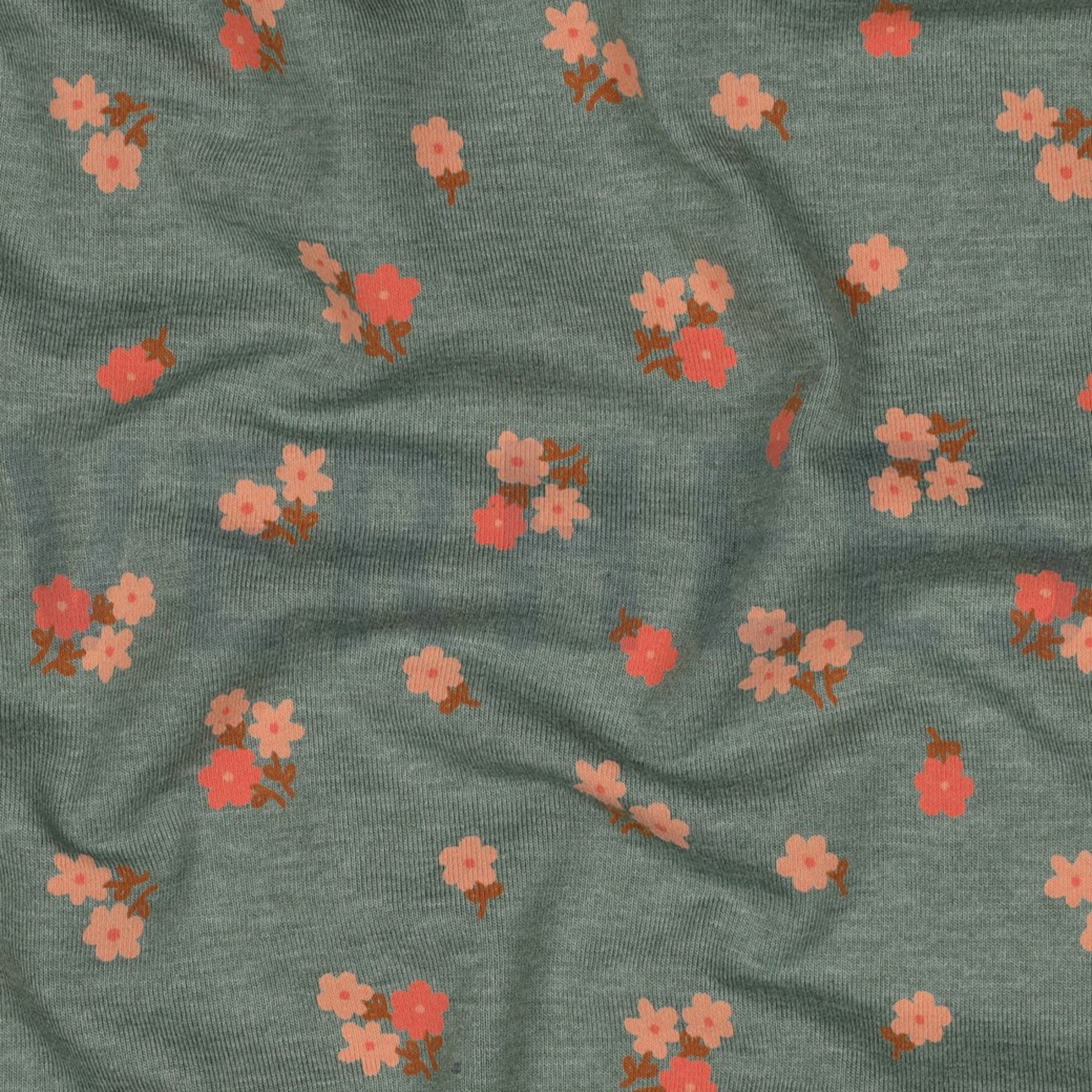 JERSEY MELANGE FLOWERS DARK MINT (high resolution) #2