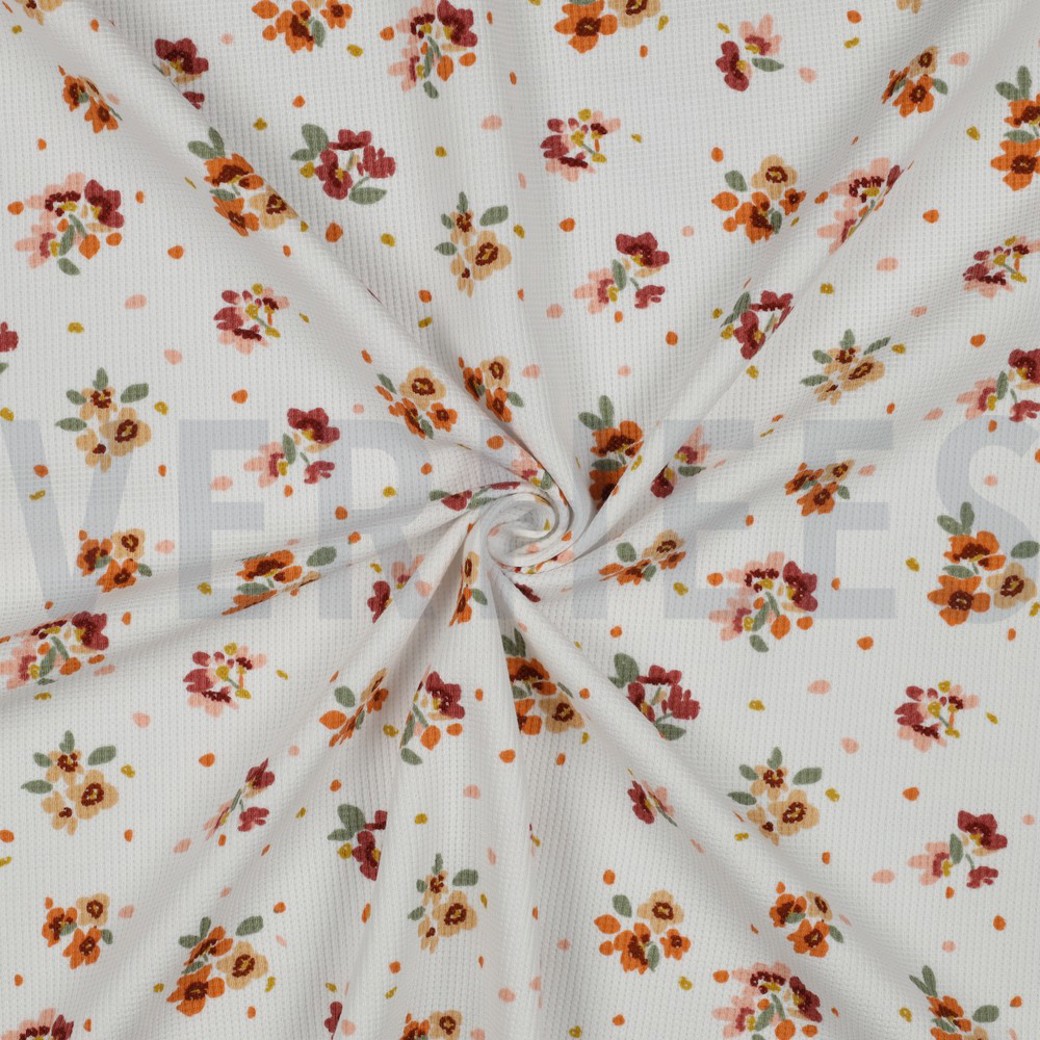 WAFFLE JERSEY FLOWERS WHITE #2