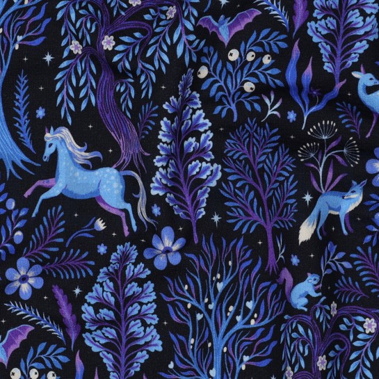 FRENCH TERRY DIGITAL FOREST ANIMALS NAVY #7