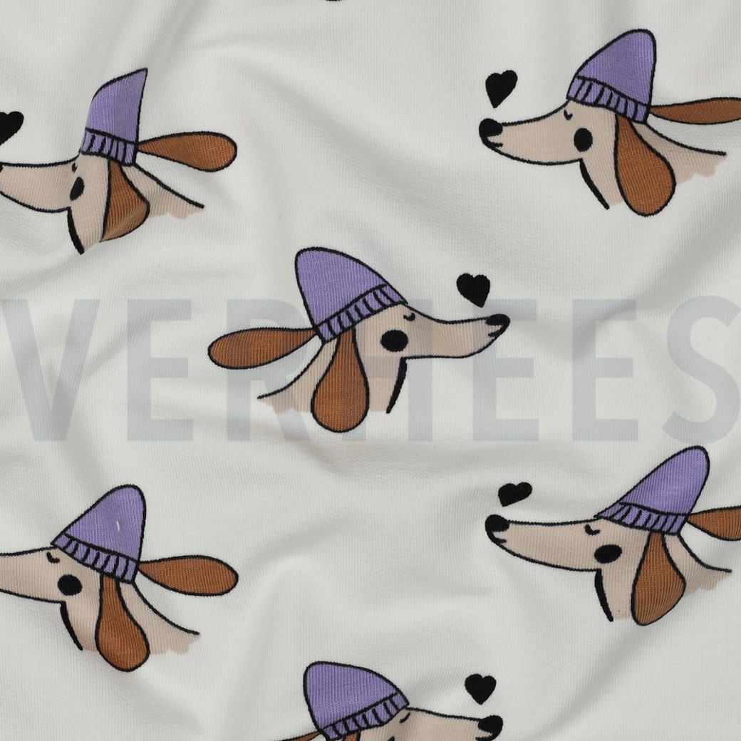 FRENCH TERRY DOGS AND HEARTS OFF-WHITE #2