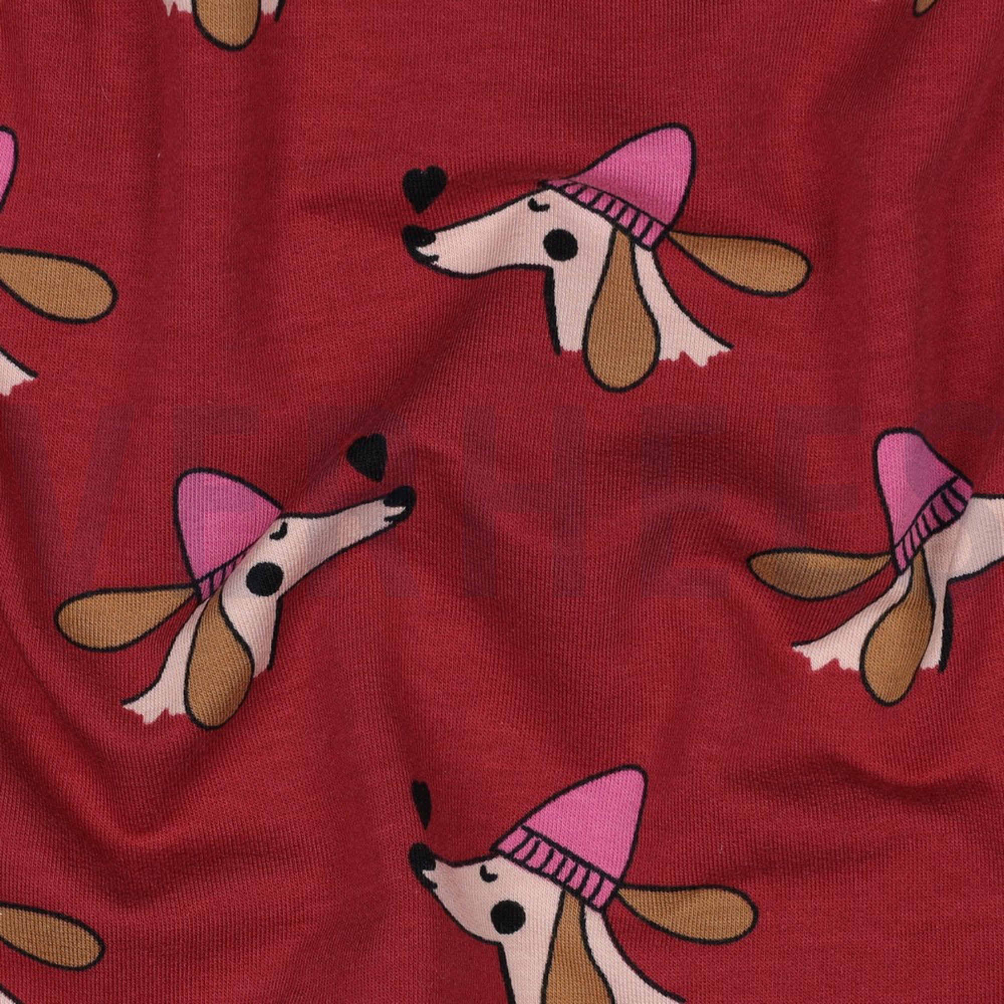 FRENCH TERRY DOGS AND HEARTS RED (high resolution) #2