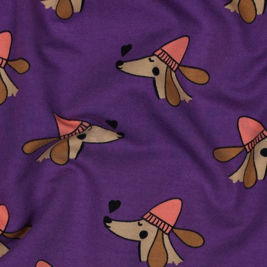 FRENCH TERRY DOGS AND HEARTS PURPLE #7