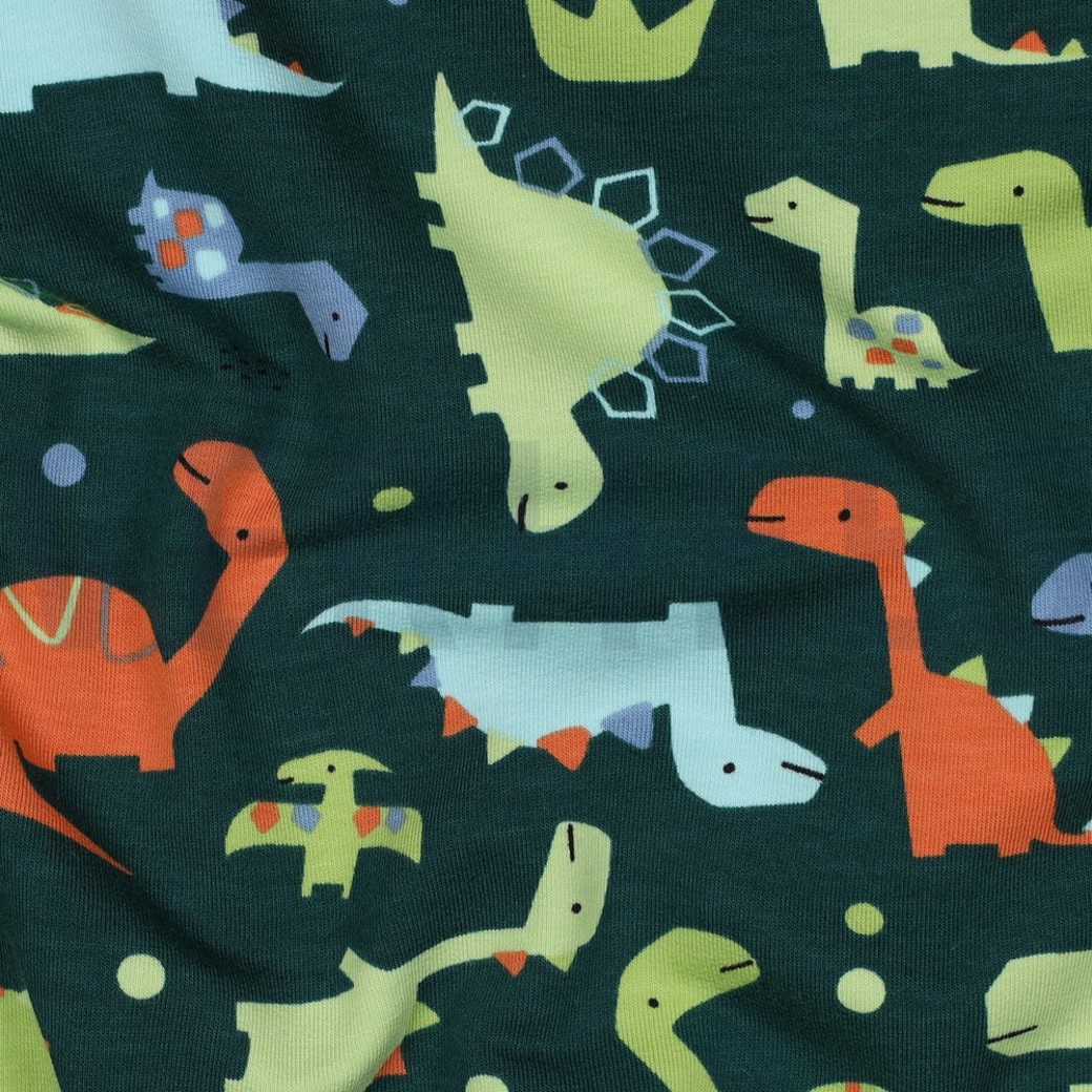 FRENCH TERRY DINOSAURS DARK GREEN #2
