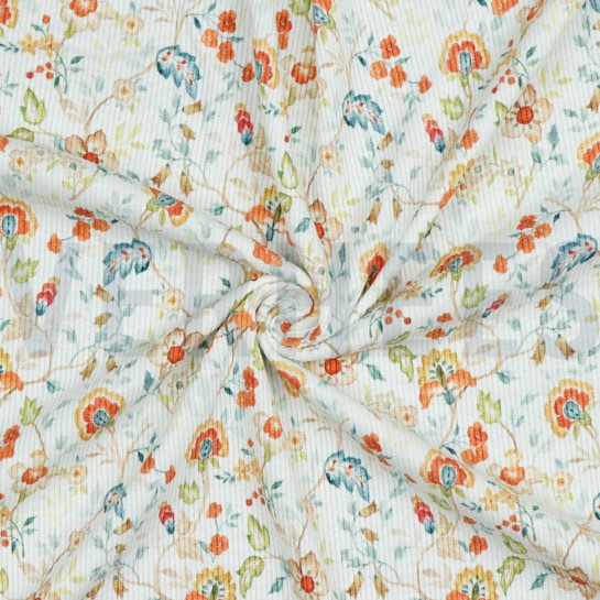 RIB JERSEY DIGITAAL BLOEMEN WIT #7
