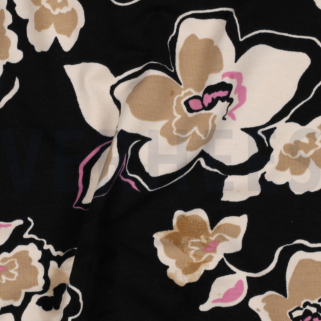 FRENCH TERRY FLOWERS BLACK #2