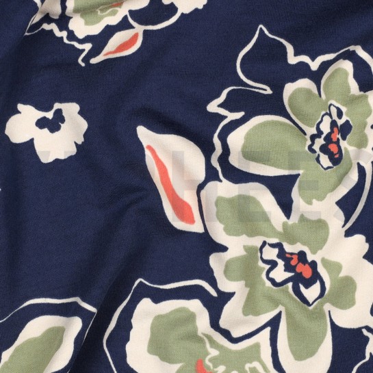 FRENCH TERRY FLOWERS BLUE #7