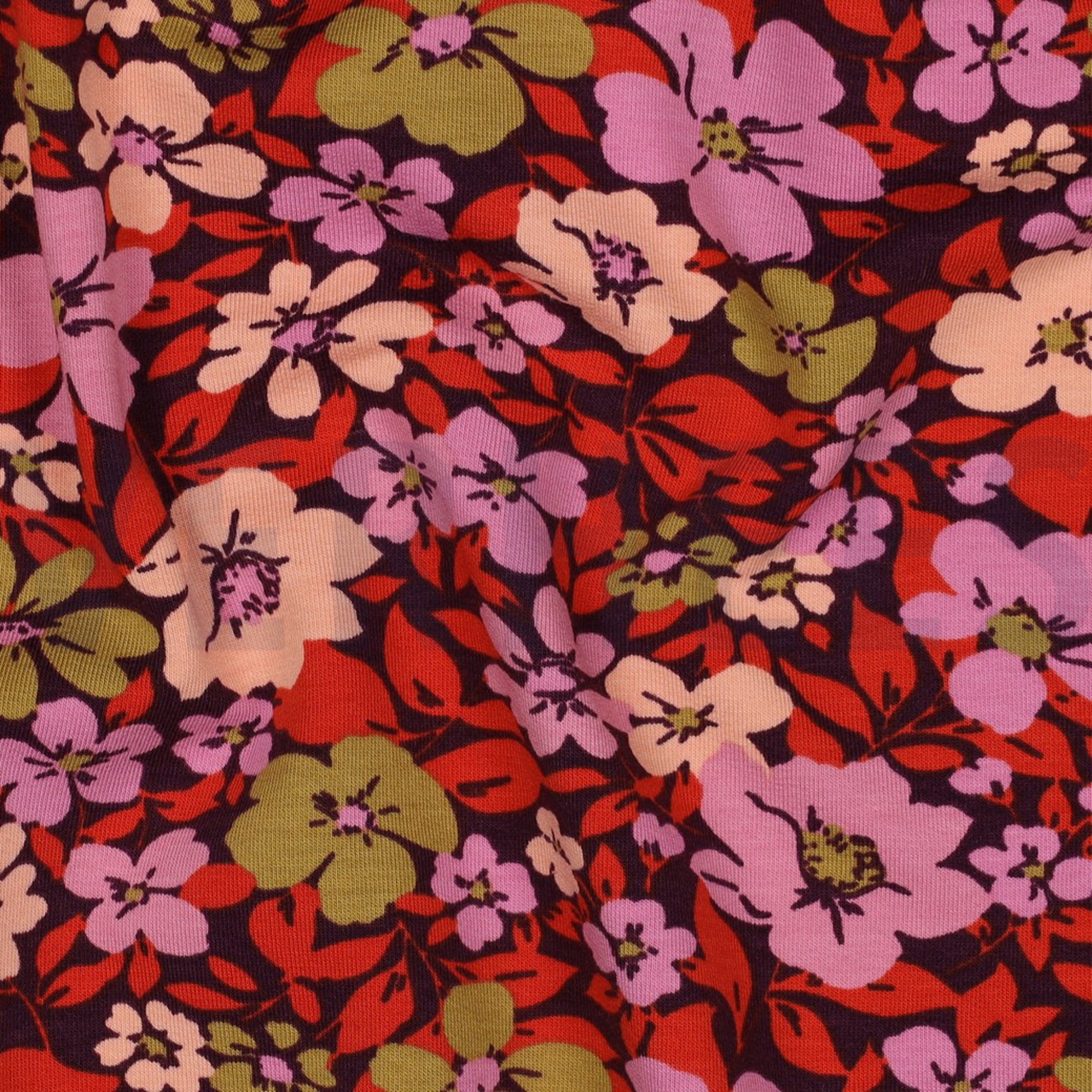 FRENCH TERRY FLOWERS BORDEAUX/ RED (high resolution) #2