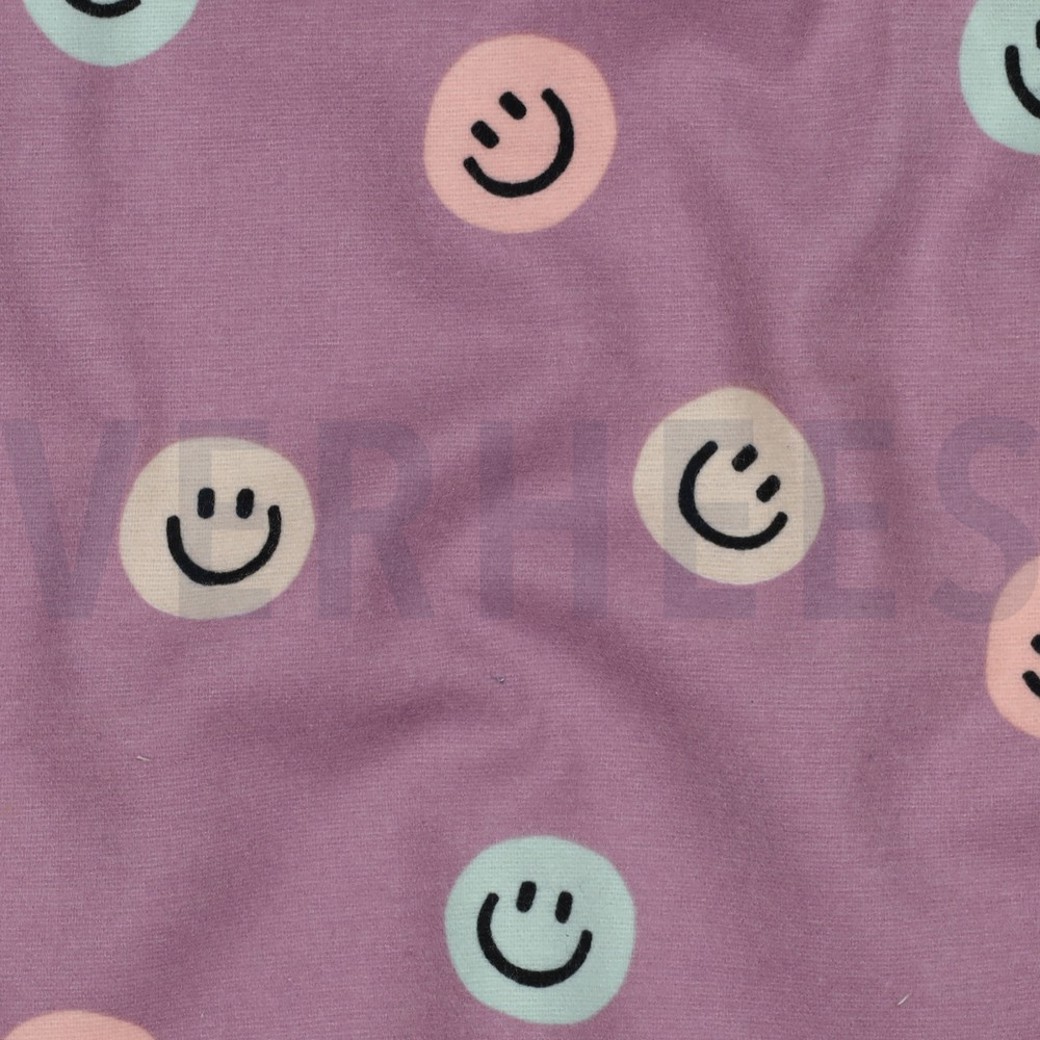 FLANNEL HAPPY FACES LAVENDER #2