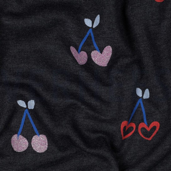 SWEAT MELANGE GLITTER CHERRIES INDIGO #7