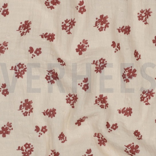 DOUBLE GAUZE DOBBY FLOWERS PEACH #7