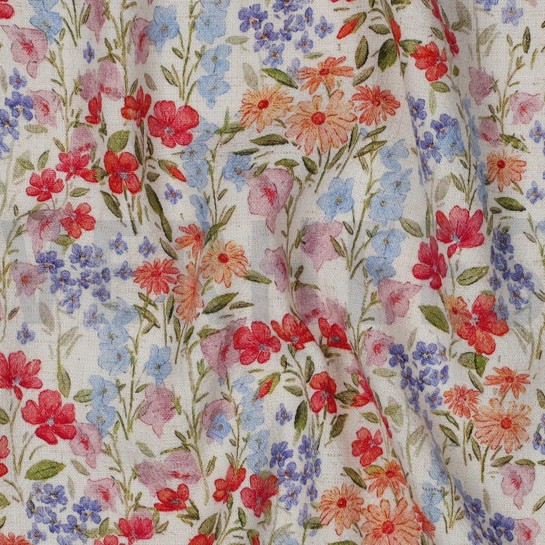 LIN VISCOSE CRÊPE DIGITAL FLEURS BLANC CASSÉ #7