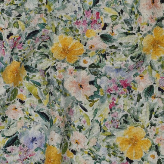 LINEN VISCOSE CREPE DIGITAL FLOWERS MULTICOLOUR #7