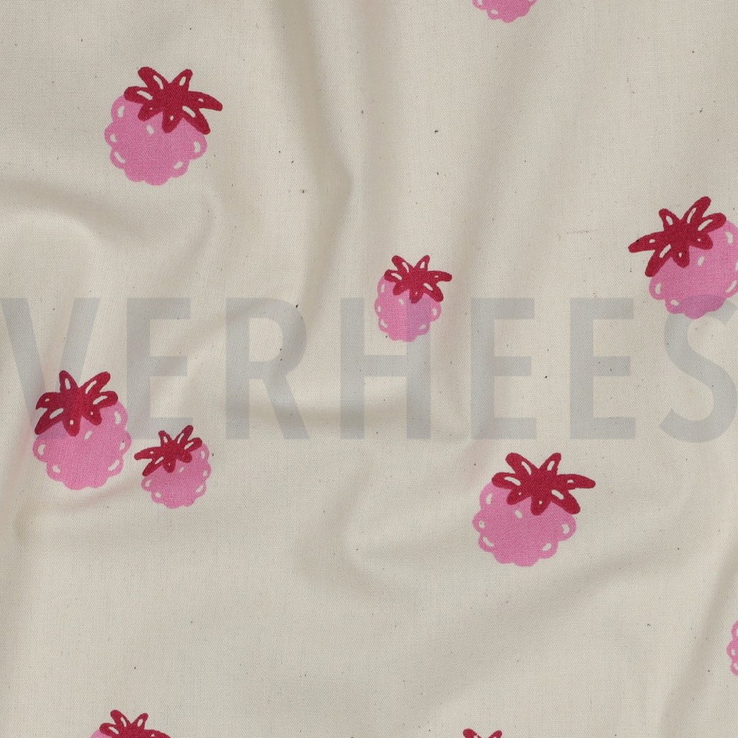 POPLIN GOTS NATURAL BERRIES NATURAL/ FUCHSIA #2