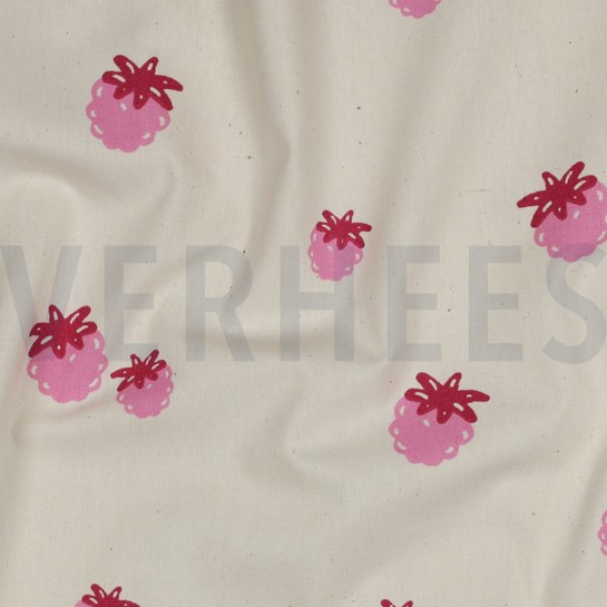 POPLIN GOTS NATURAL BERRIES NATURAL/ FUCHSIA #7