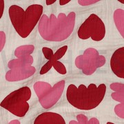 DOUBLE GAUZE GOTS NATURAL LOVE SHAPES NATURAL/ FUCHSIA (thumbnail) #2