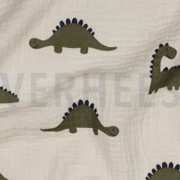 DOUBLE GAUZE GOTS NATURAL DINOSAURS NATURAL (thumbnail) #2