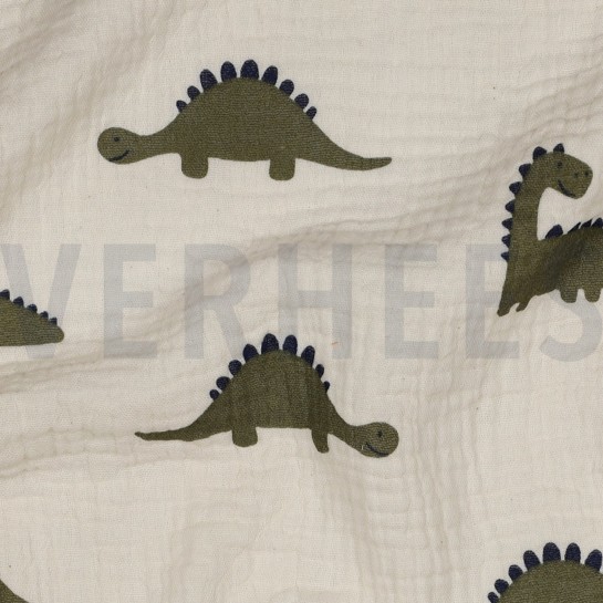 DOUBLE GAUZE GOTS NATURAL DINOSAURS NATURAL #7