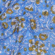 HANDCRAFTED BLOCK-PRINTED COTTON FLOWERS BLUE (thumbnail) #2