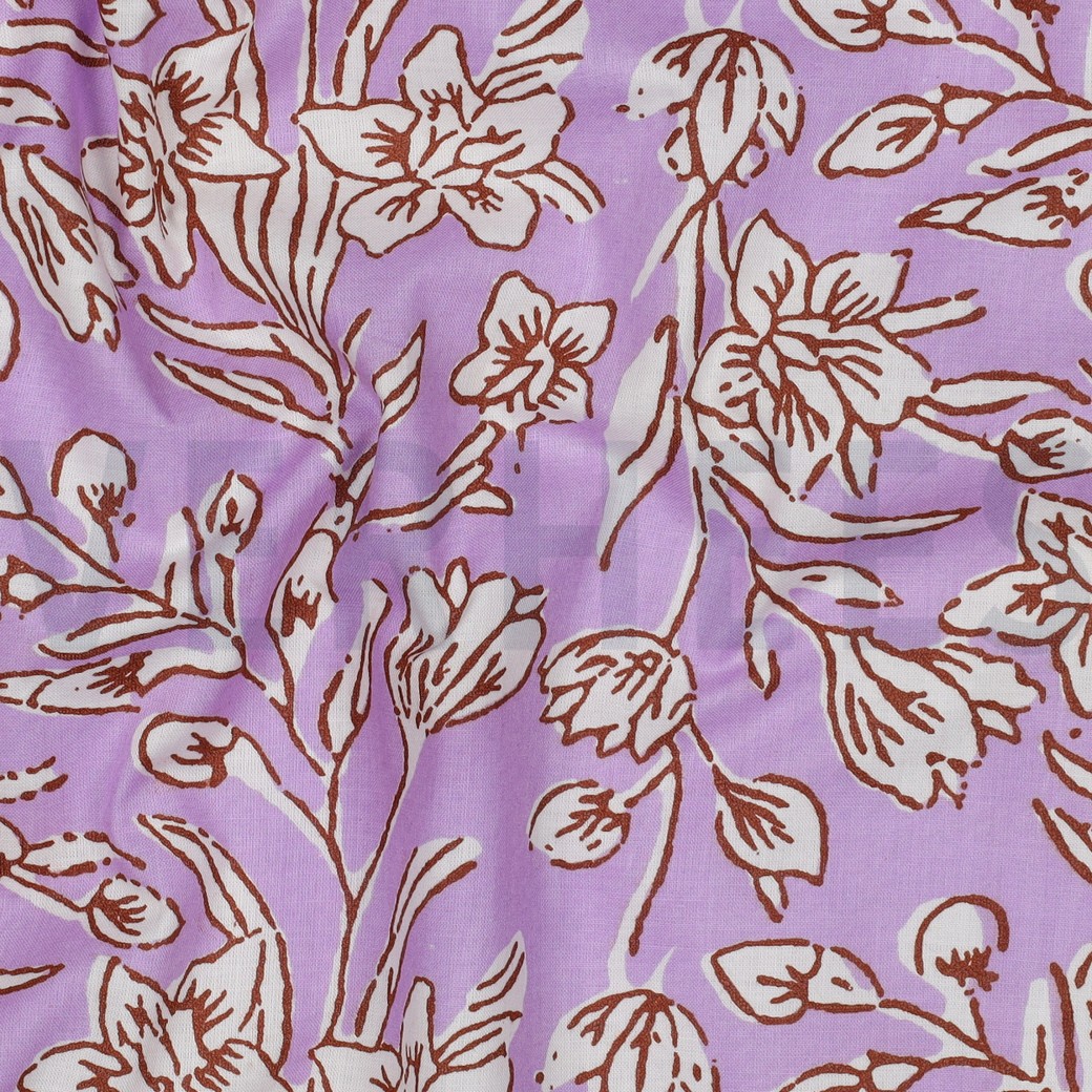 HANDCRAFTED BLOCK-PRINTED COTTON FLOWERS LILAC #2