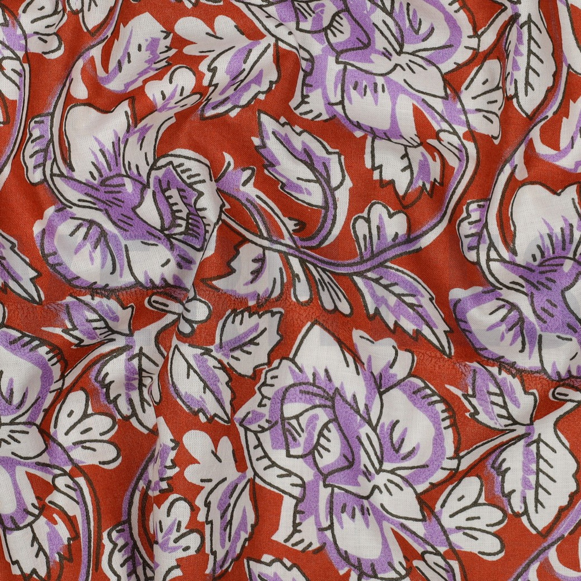 HANDCRAFTED BLOCK-PRINTED COTTON FLOWERS TERRACOTTA (high resolution) #2