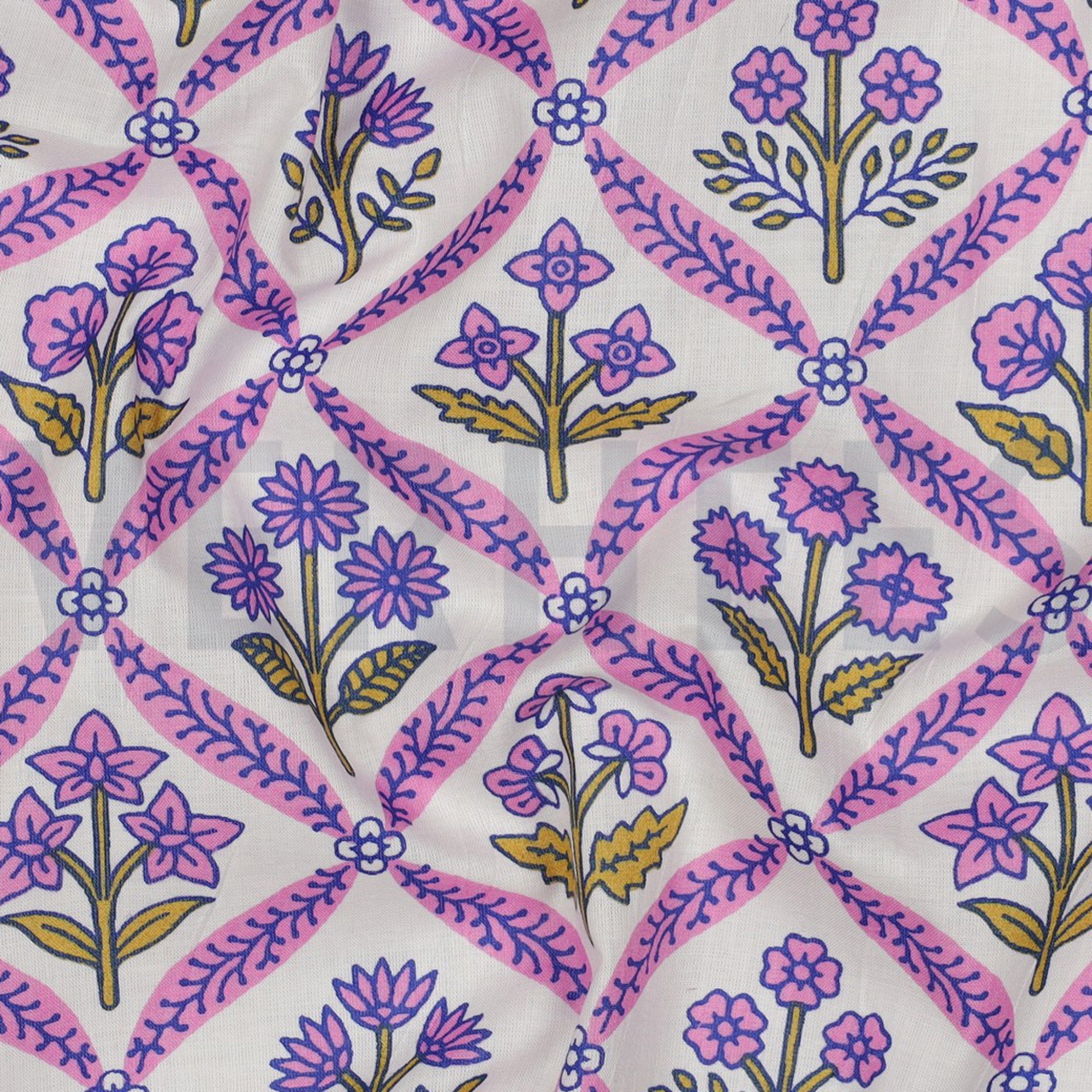 HANDCRAFTED BLOCK-PRINTED COTTON FLOWERS WHITE (high resolution) #2