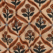 HANDCRAFTED BLOCK-PRINTED COTTON FLOWERS CAMEL (thumbnail) #2