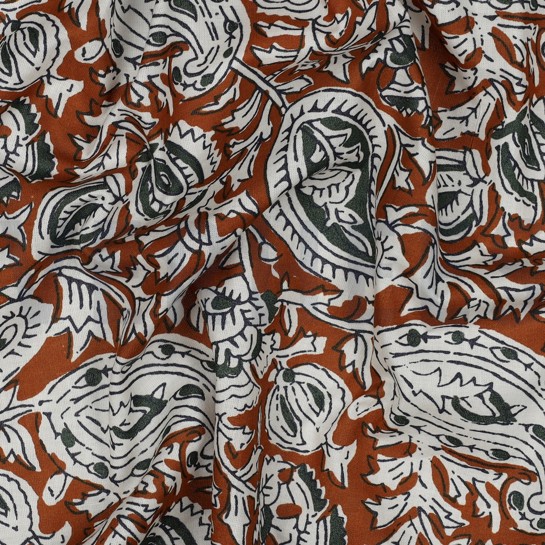 HANDCRAFTED BLOCK-PRINTED COTTON PAISLEY COGNAC #7