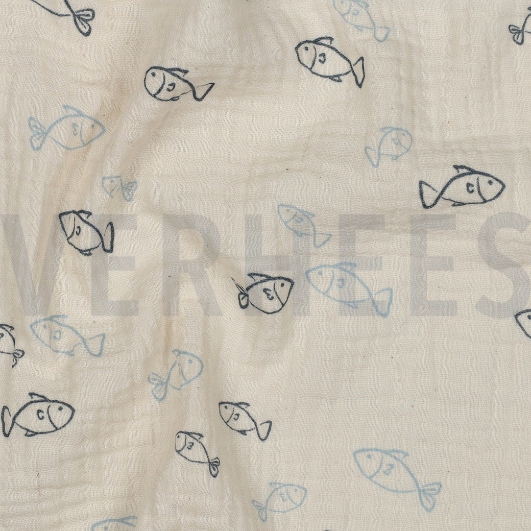 DOUBLE GAUZE GOTS NATURAL FISH NATURAL #2
