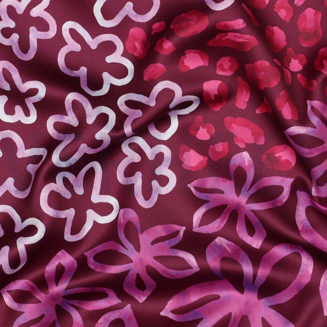 ROYAL MICRO SATIN DIGITAL ABSTRACT BORDEAUX #2