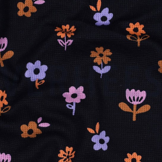 WAFFLE JERSEY FLOWERS NAVY #7