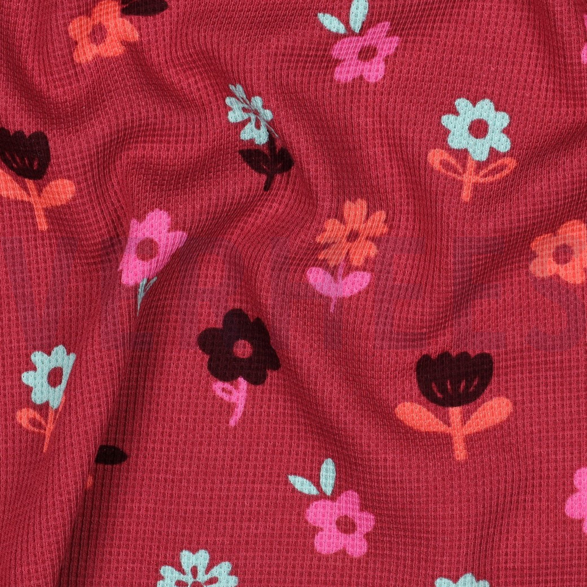 WAFFLE JERSEY FLOWERS DARK RED (high resolution) #2